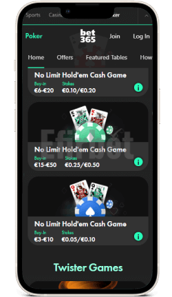 Bet365 iOS poker app