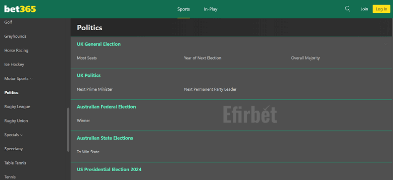 Bet365 politics betting