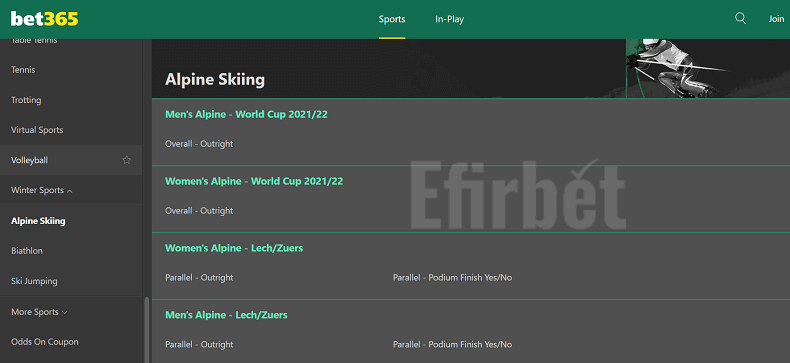 Bet365 winter sports