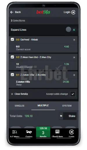 Bet9ja app betslip