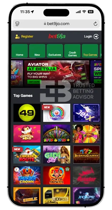 Bet9ja App Casino Games iOS