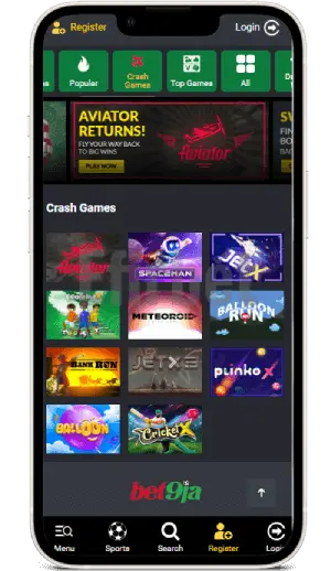 Bet9ja mobile app crash games