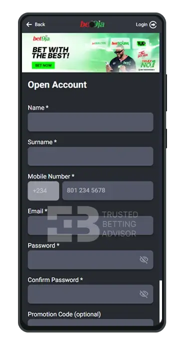 Bet9ja App Registration Android