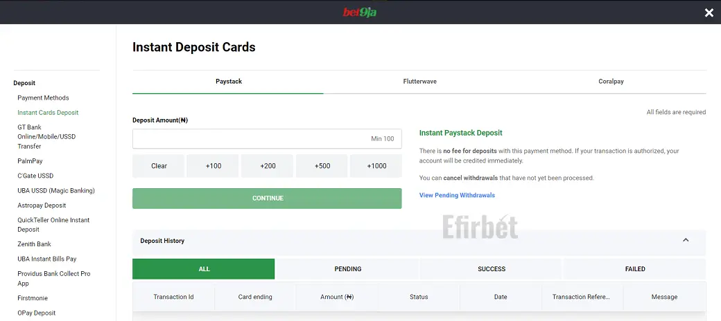 Bet9ja banking card