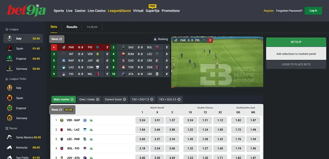 Bet9ja League And Races