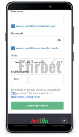 Bet9ja mobile sign up