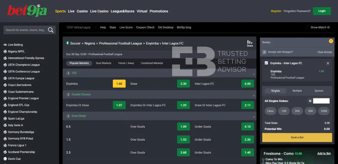 Bet9ja Single Bet
