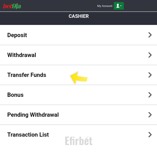 How to transfer funds at Bet9ja
