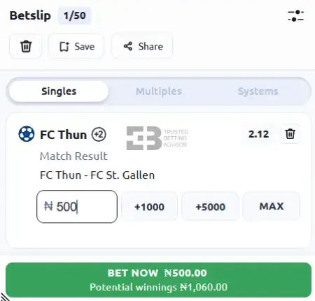 Betano Nigeria Betslip