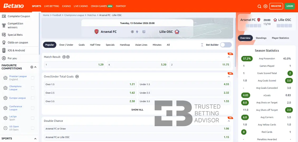 Betano Nigeria Betting Markets