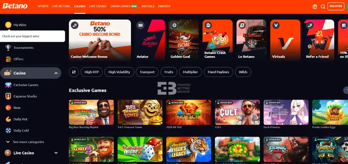 Betano Casino Games