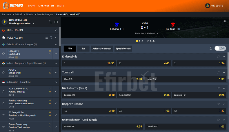 Betano Live-Wetten