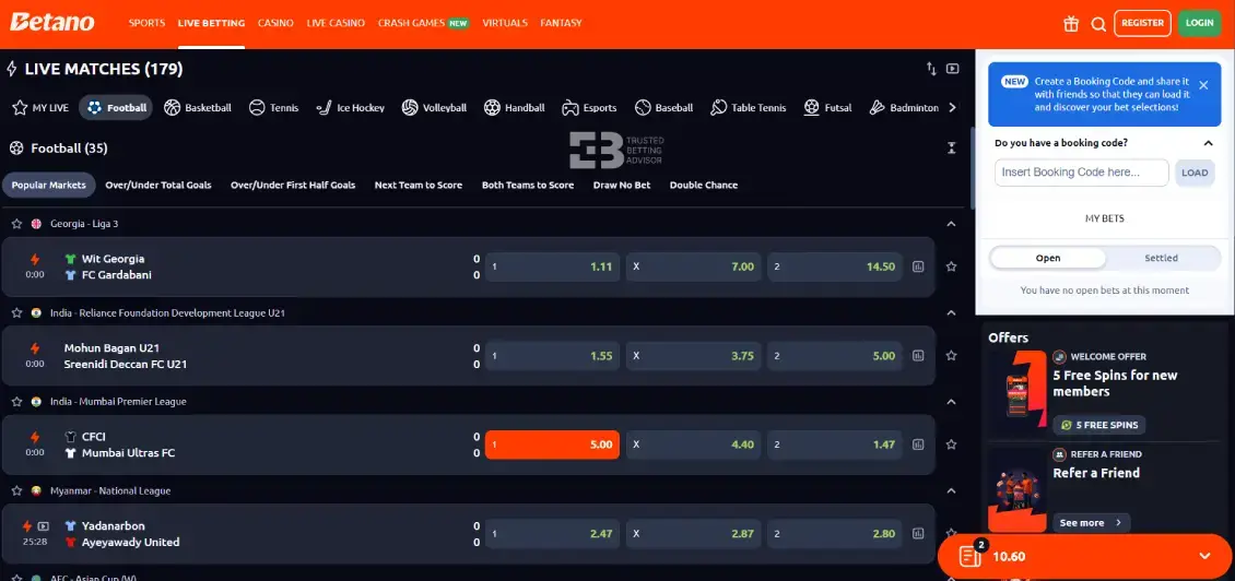 Betano Live Sports Nigeria