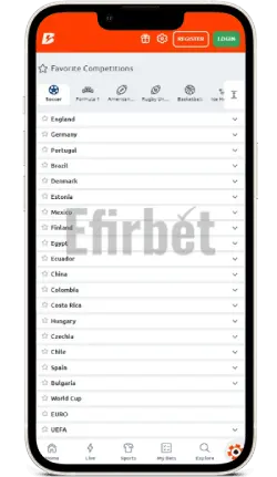 Betano App iOS Sports Menu