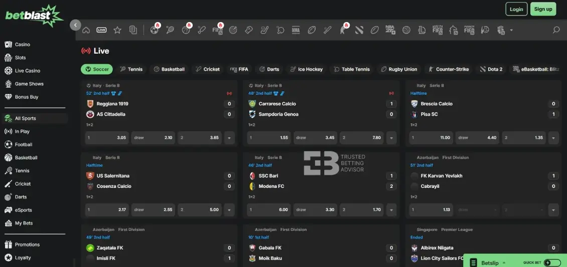 Betblast live betting