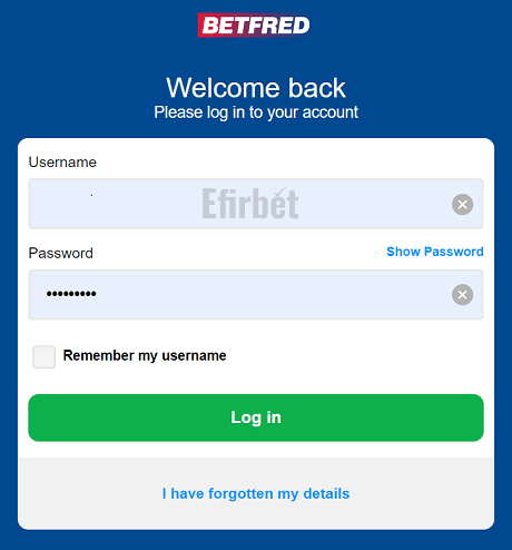 Betfred login steps