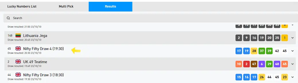 Betfred nifty fifty results