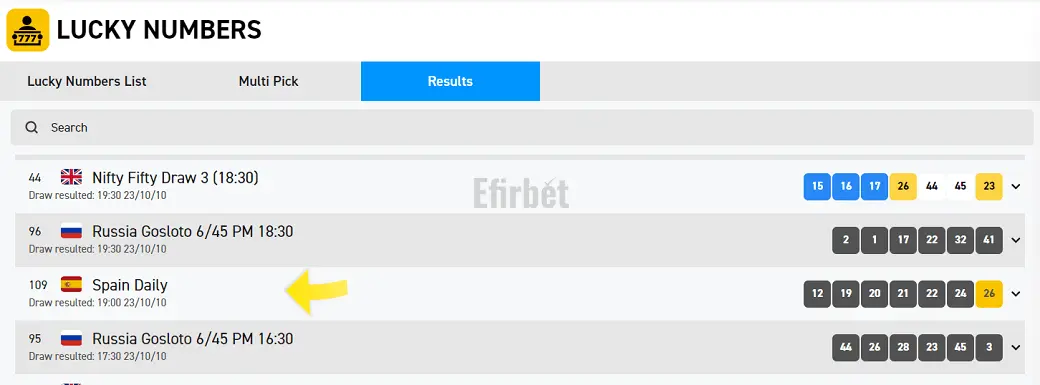 Betfred Spanish Lottery Results