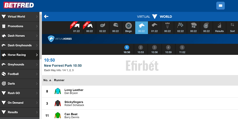 Betfred virtual horse racings