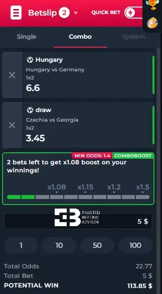 Betfury Betslip