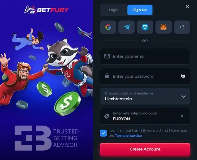 Betfury Registration