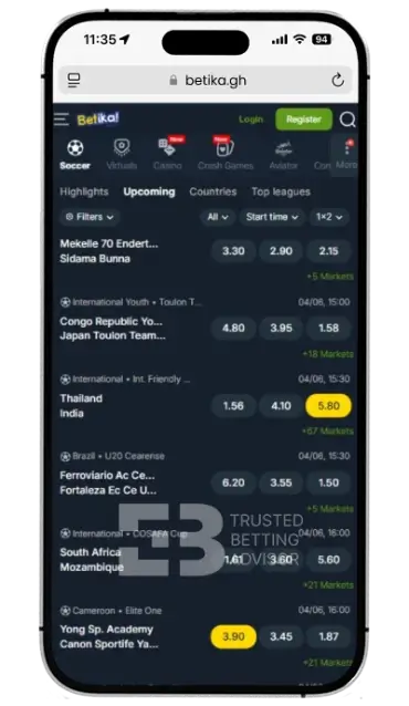 Betika iOS App Sports