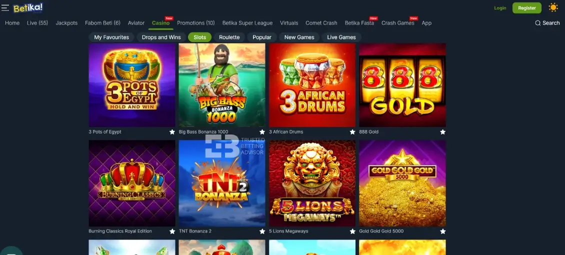 Betika Games Section Casino
