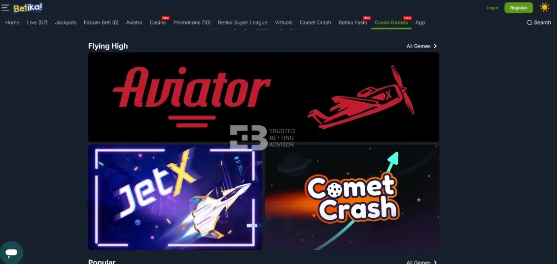 Betika Casino Crash Games