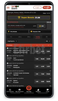 Betlion ZM Android App Homepage