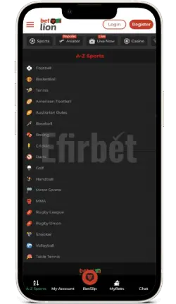 Betlion Mobile iOS - Sports