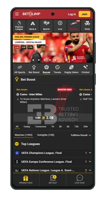 BetOlimp Mobile Version
