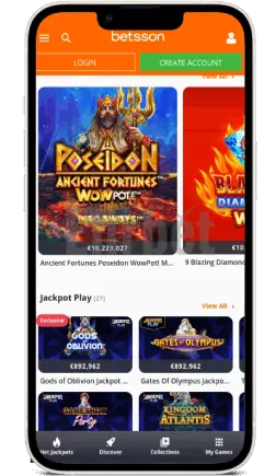 Betsson Mobile App Jackpots Section