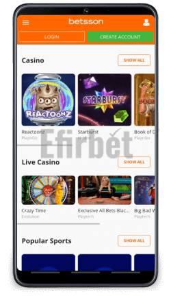 App Betsson Homepage Android