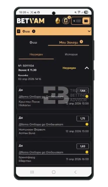 Betvam Фиш за Залози