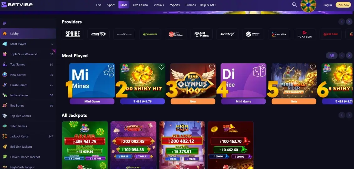 Betvibe Casino Games