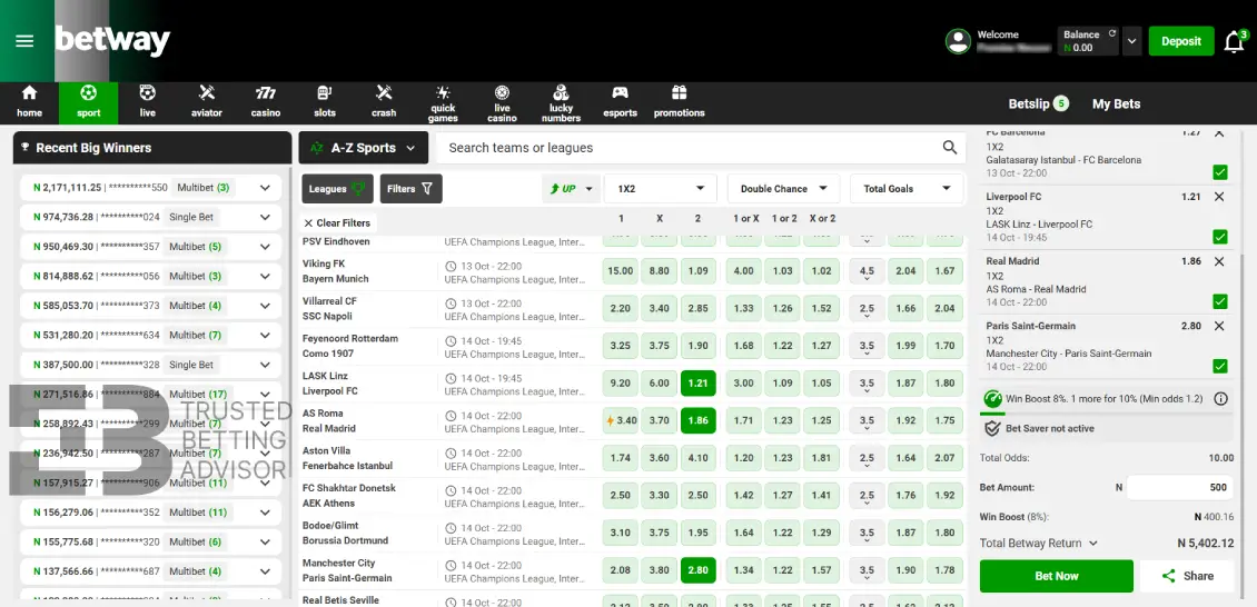 Betway Nigeria ACCA Betting