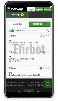 Betway Android app mobile betslip