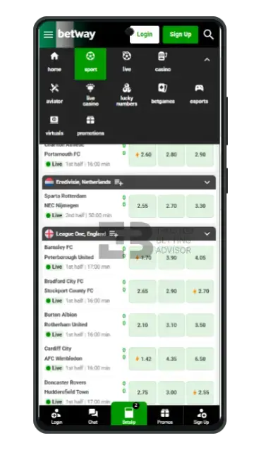 Betway app for android - navigation