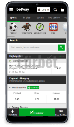 Betway Android sports app