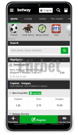Betway Android sports app