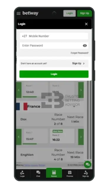 Betway app login procedure