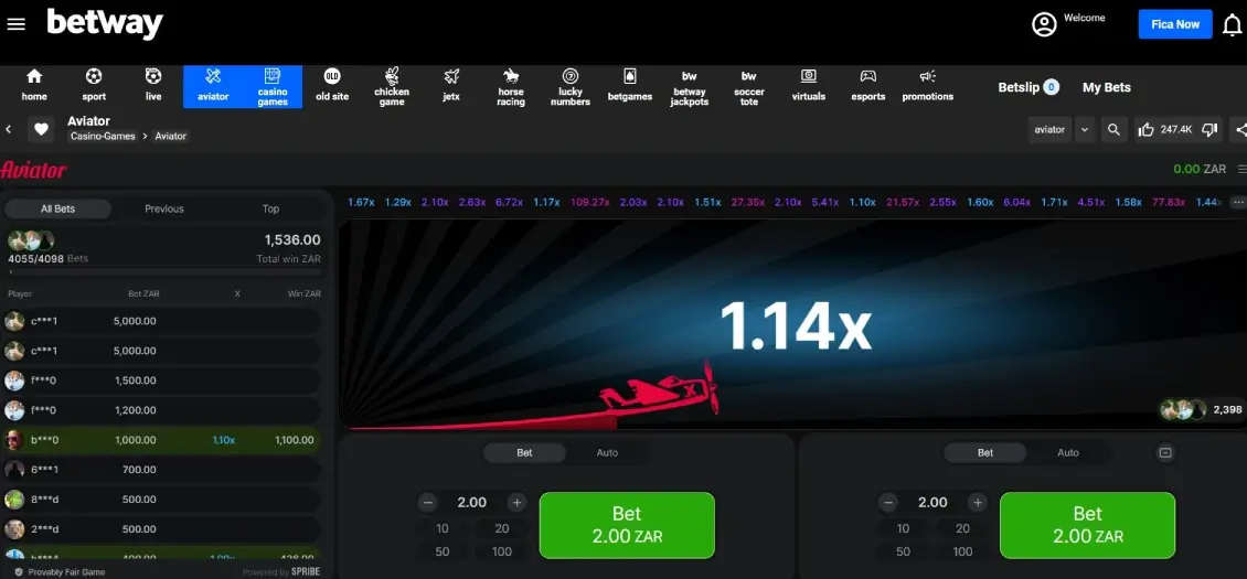 Betway aviator game casino