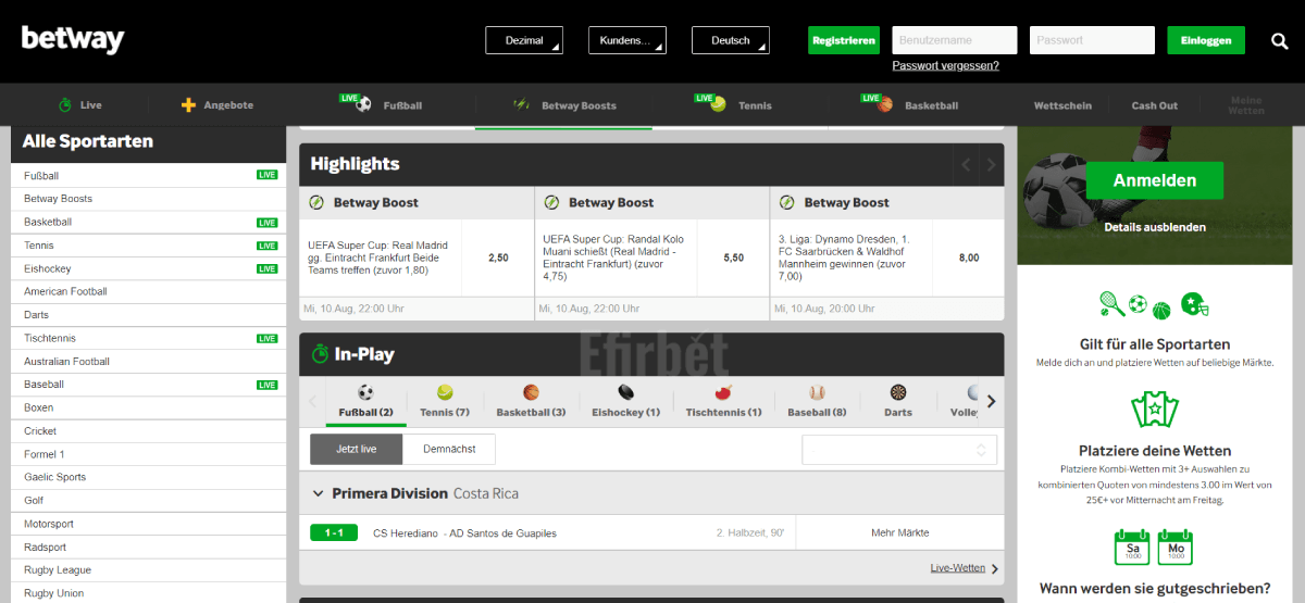 Betway best betting sites Germany