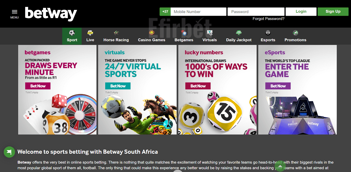 Betway best betting sites in South africa