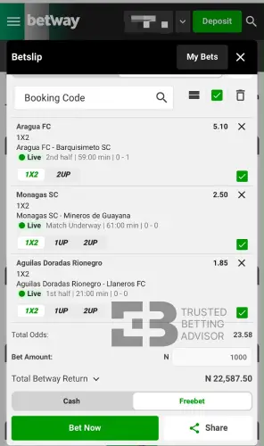 Betway Freebet Betting NG