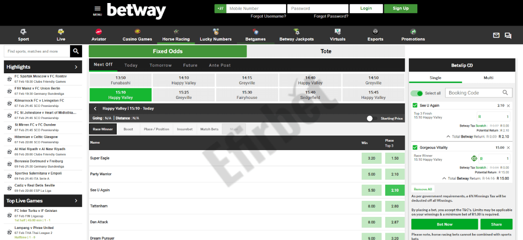 How to Bet Horses on Betway