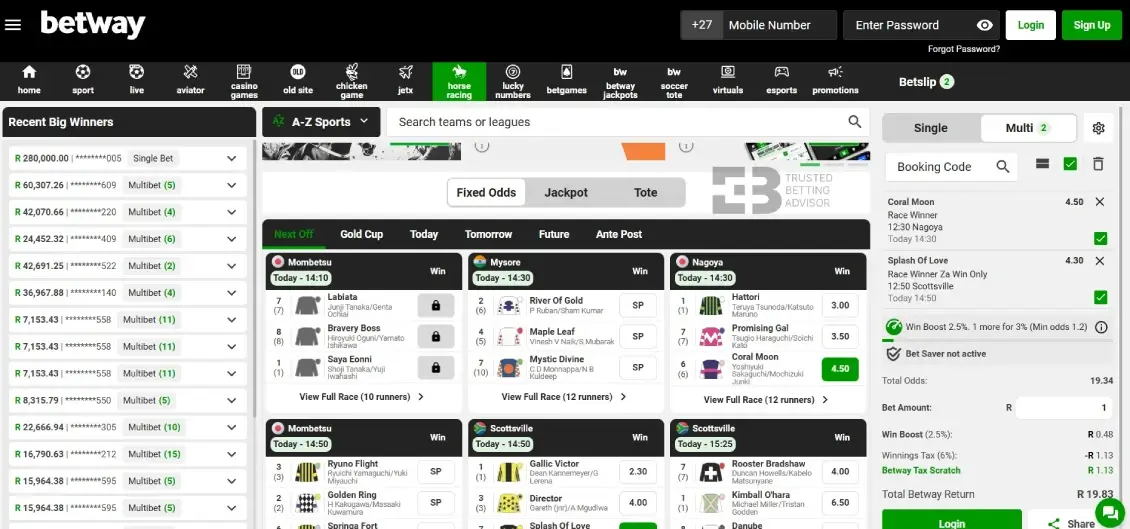 Betway Horse racing section