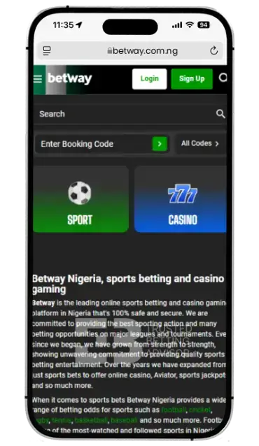 Betway app iOS - homepage