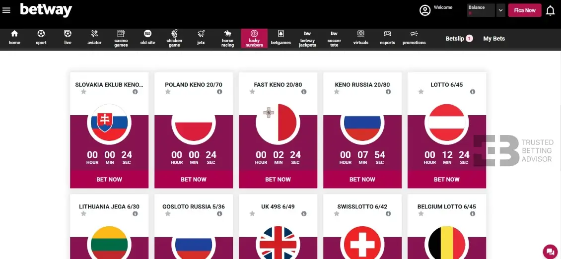Betway lucky numbers