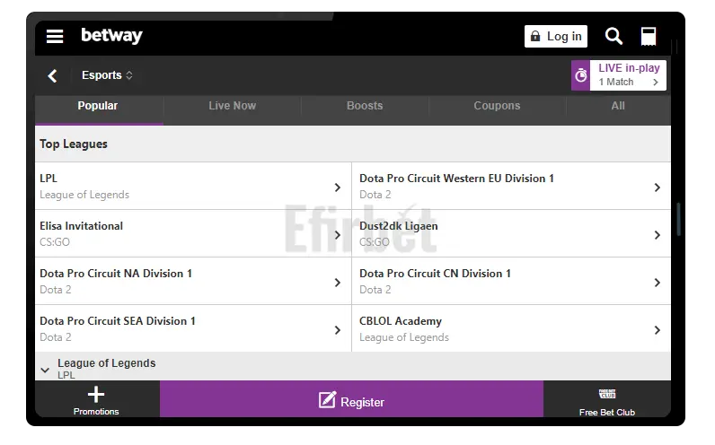 Betway mobile site